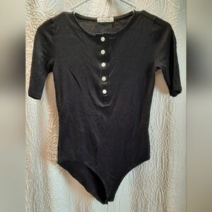 Rag & Bone Body Suit Womans Small Black Ribbed Classic Fitted City Casual